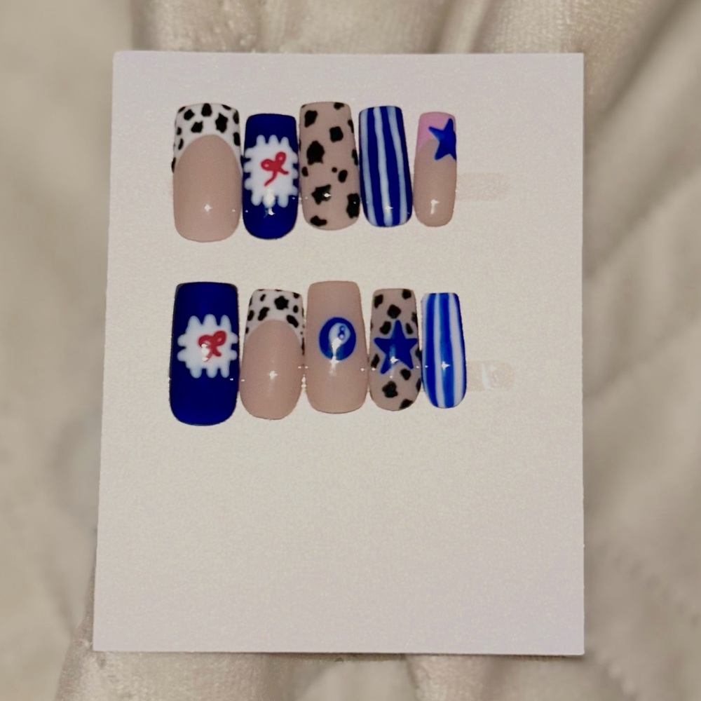 Blue and Leopard Nail Art Set